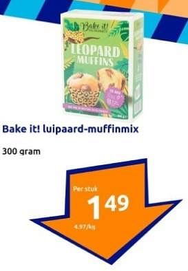 Promoties Bake it! luipaard-muffinmix - Bake It! - Geldig van 31/01/2024 tot 06/02/2024 bij Action
