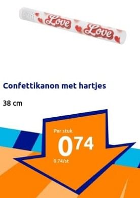 Promotions Confettikanon met hartjes - Produit Maison - Action - Valide de 31/01/2024 à 06/02/2024 chez Action