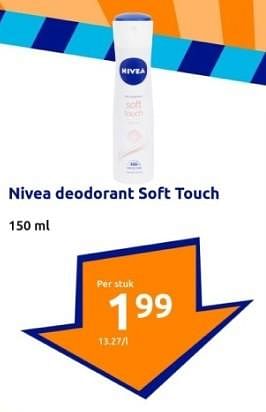 Promoties Nivea deodorant soft touch - Nivea - Geldig van 31/01/2024 tot 06/02/2024 bij Action