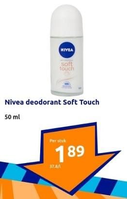 Promoties Nivea deodorant soft touch - Nivea - Geldig van 31/01/2024 tot 06/02/2024 bij Action