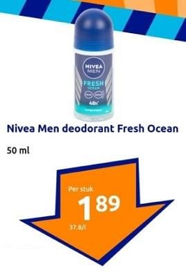 Promoties Nivea men deodorant fresh ocean - Nivea - Geldig van 31/01/2024 tot 06/02/2024 bij Action