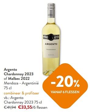 Promoties Argento chardonnay 2023 - Witte wijnen - Geldig van 31/01/2024 tot 13/02/2024 bij OKay