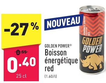 Promotions Boisson énergétique red - Golden Power - Valide de 05/02/2024 à 10/02/2024 chez Aldi