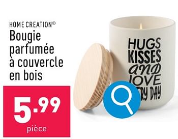 Promotions Bougie parfumée à couvercle en bois - HOME CREATION - Valide de 05/02/2024 à 10/02/2024 chez Aldi