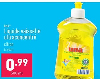 Promotions Liquide vaisselle ultraconcentré - Una - Valide de 05/02/2024 à 10/02/2024 chez Aldi