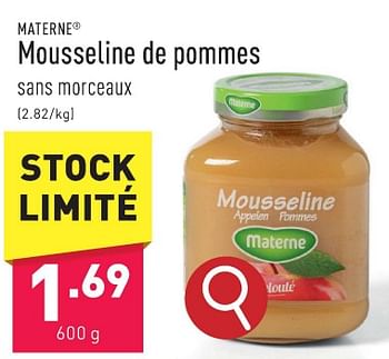 Promotions Mousseline de pommes - Materne - Valide de 05/02/2024 à 10/02/2024 chez Aldi