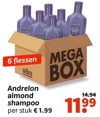 Promoties Andrelon almond shampoo - Andrelon - Geldig van 31/01/2024 tot 11/02/2024 bij Wibra