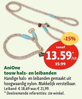 Promoties Anione touw hals- en leibanden - Anione - Geldig van 07/02/2024 tot 12/02/2024 bij Maxi Zoo