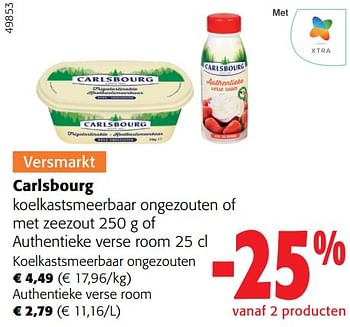 Promoties Carlsbourg koelkastsmeerbaar ongezouten of met zeezout of authentieke verse room - Carlsbourg - Geldig van 31/01/2024 tot 13/02/2024 bij Colruyt