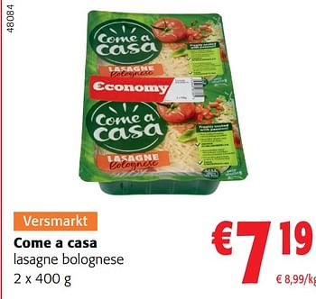 Promoties Come a casa lasagne bolognese - Come a Casa - Geldig van 31/01/2024 tot 13/02/2024 bij Colruyt