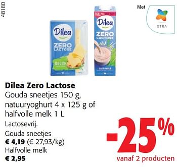 Promoties Dilea zero lactose gouda sneetjes natuuryoghurt of halfvolle melk - Dilea - Geldig van 31/01/2024 tot 13/02/2024 bij Colruyt
