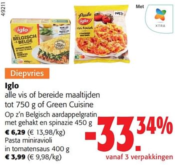 Promoties Iglo alle vis of bereide maaltijden tot of green cuisine - Iglo - Geldig van 31/01/2024 tot 13/02/2024 bij Colruyt