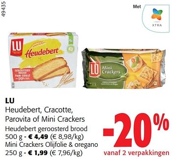 Promoties Lu heudebert, cracotte, parovita of mini crackers - Lu - Geldig van 31/01/2024 tot 13/02/2024 bij Colruyt
