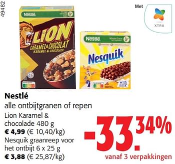 Promoties Nestlé alle ontbijtgranen of repen - Nestlé - Geldig van 31/01/2024 tot 13/02/2024 bij Colruyt