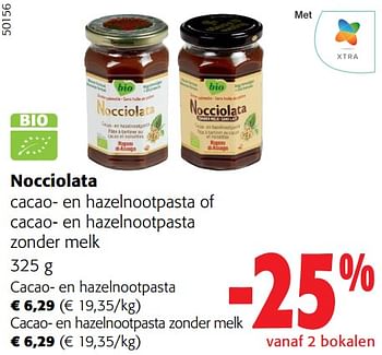 Promoties Nocciolata cacao- en hazelnootpasta of cacao- en hazelnootpasta zonder melk - Nocciolata - Geldig van 31/01/2024 tot 13/02/2024 bij Colruyt