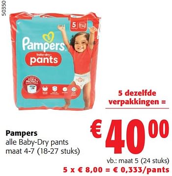 Promoties Pampers baby-dry pants maat 5 - Pampers - Geldig van 31/01/2024 tot 13/02/2024 bij Colruyt