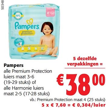 Promoties Pampers premium protection luiers maat 4 - Pampers - Geldig van 31/01/2024 tot 13/02/2024 bij Colruyt