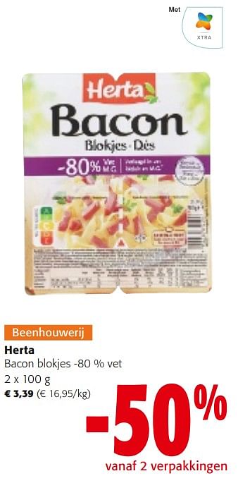 Promoties Herta bacon blokjes - Herta - Geldig van 31/01/2024 tot 13/02/2024 bij Colruyt