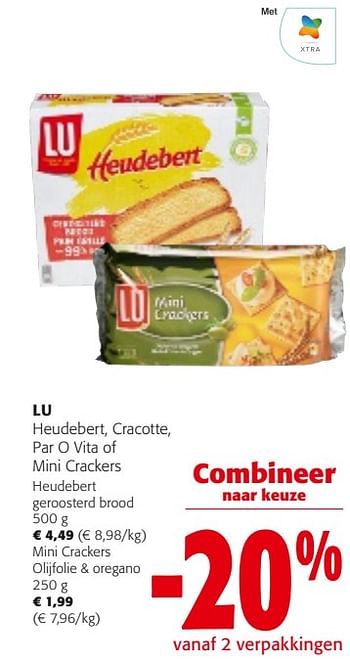Promotions Lu heudebert, cracotte, par o vita of mini crackers - Lu - Valide de 31/01/2024 à 13/02/2024 chez Colruyt