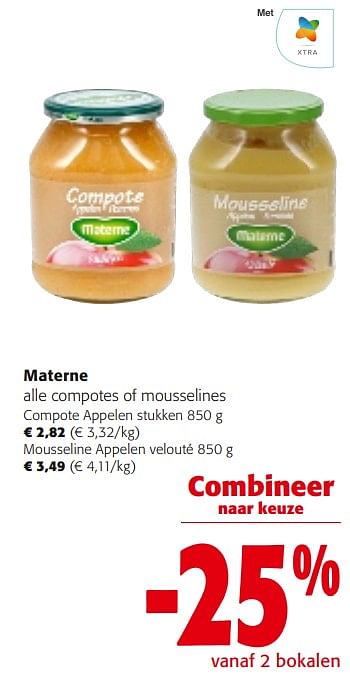 Promotions Materne alle compotes of mousselines - Materne - Valide de 31/01/2024 à 13/02/2024 chez Colruyt