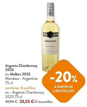 Promotions Argento chardonnay 2023 - Vins blancs - Valide de 31/01/2024 à 13/02/2024 chez OKay