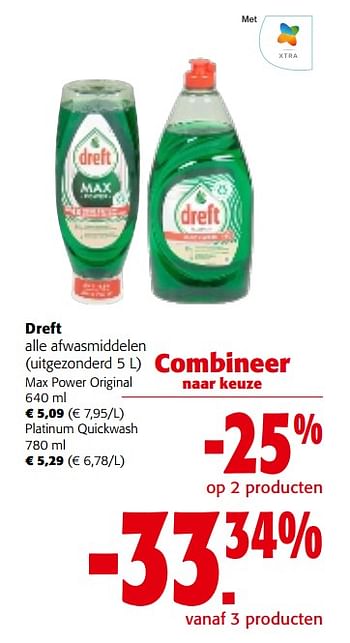 Promoties Dreft alle afwasmiddelen - Dreft - Geldig van 31/01/2024 tot 13/02/2024 bij Colruyt