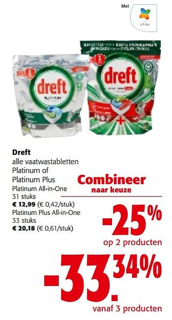 Promoties Dreft alle vaatwastabletten platinum of platinum plus - Dreft - Geldig van 31/01/2024 tot 13/02/2024 bij Colruyt