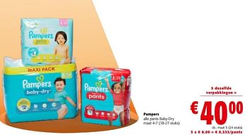 Promoties Pampers pants baby-dry maat 5 - Pampers - Geldig van 31/01/2024 tot 13/02/2024 bij Colruyt