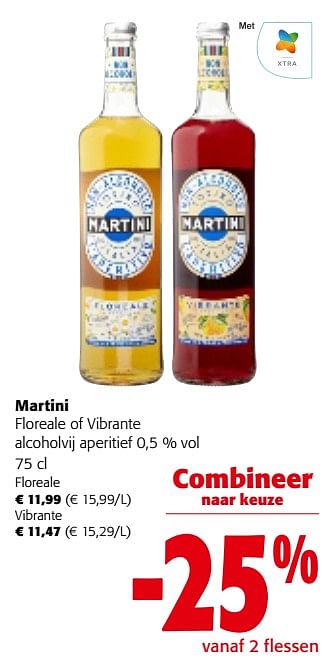 Promoties Martini floreale of vibrante alcoholvij aperitief - Martini - Geldig van 31/01/2024 tot 13/02/2024 bij Colruyt