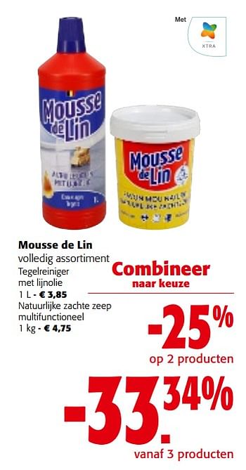 Promoties Mousse de lin volledig assortiment - Mousse de Lin - Geldig van 31/01/2024 tot 13/02/2024 bij Colruyt