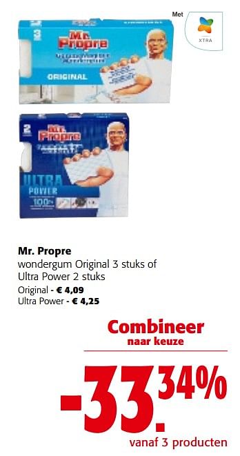 Promoties Mr. propre wondergum original 3 stuks of ultra power - Mr. Proper - Geldig van 31/01/2024 tot 13/02/2024 bij Colruyt