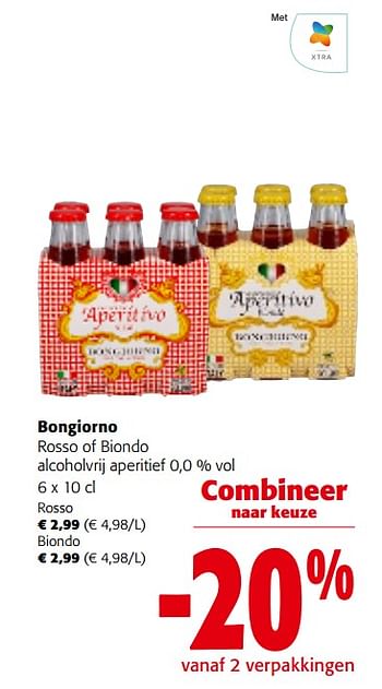 Promoties Bongiorno rosso of biondo alcoholvrij aperitief - Bon Giorno - Geldig van 31/01/2024 tot 13/02/2024 bij Colruyt