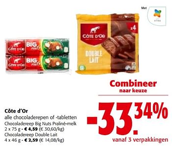 Promoties Côte d`or alle chocoladerepen of -tabletten - Cote D'Or - Geldig van 31/01/2024 tot 13/02/2024 bij Colruyt
