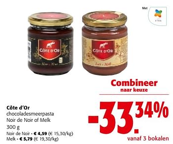 Promoties Côte d`or chocoladesmeerpasta noir de noir of melk - Cote D'Or - Geldig van 31/01/2024 tot 13/02/2024 bij Colruyt