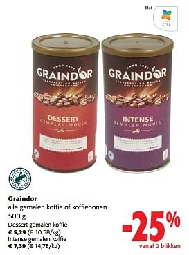 Promotions Graindor alle gemalen koffie of koffiebonen - Graindor - Valide de 31/01/2024 à 13/02/2024 chez Colruyt