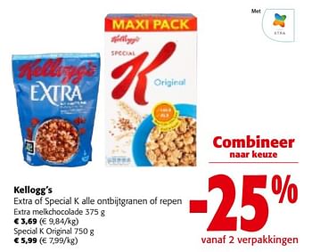 Promoties Kellogg`s extra of special k alle ontbijtgranen of repen - Kellogg's - Geldig van 31/01/2024 tot 13/02/2024 bij Colruyt