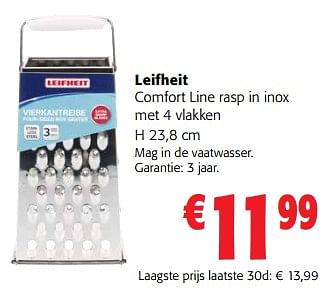 Promoties Leifheit comfort line rasp in inox met 4 vlakken - Leifheit - Geldig van 31/01/2024 tot 13/02/2024 bij Colruyt