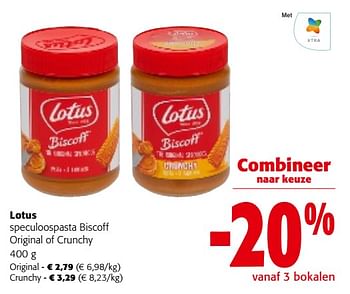 Promoties Lotus speculoospasta biscoff original of crunchy - Lotus Bakeries - Geldig van 31/01/2024 tot 13/02/2024 bij Colruyt