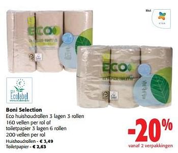Promoties Boni selection eco huishoudrollen of toiletpapier - Boni - Geldig van 31/01/2024 tot 13/02/2024 bij Colruyt