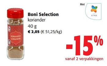 Promoties Boni selection koriander - Boni - Geldig van 31/01/2024 tot 13/02/2024 bij Colruyt