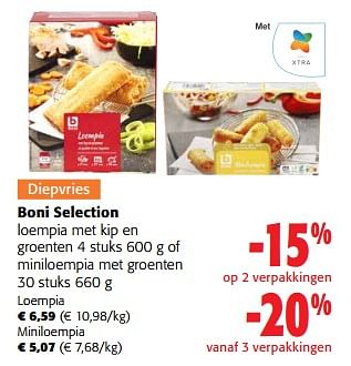 Promoties Boni selection loempia met kip en groenten of miniloempia met groenten - Boni - Geldig van 31/01/2024 tot 13/02/2024 bij Colruyt