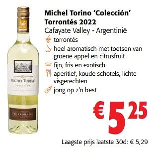 Promoties Michel torino colección torrontés 2022 cafayate valley - argentinië - Witte wijnen - Geldig van 31/01/2024 tot 13/02/2024 bij Colruyt