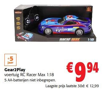 Promoties Gear2play voertuig rc racer max - Gear2Play - Geldig van 31/01/2024 tot 13/02/2024 bij Colruyt