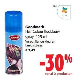 Promoties Goodmark hair colour fluoblauw spray - Goodmark - Geldig van 31/01/2024 tot 13/02/2024 bij Colruyt