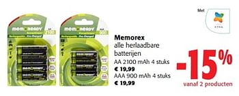 Promoties Memorex alle herlaadbare batterijen - Memorex - Geldig van 31/01/2024 tot 13/02/2024 bij Colruyt