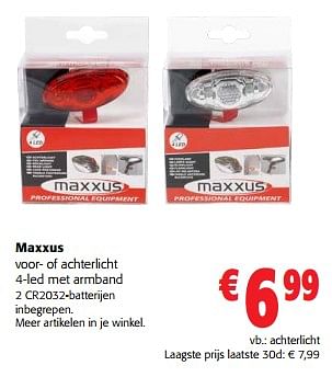 Promoties Maxxus achterlicht 4-led met armband - Maxxus - Geldig van 31/01/2024 tot 13/02/2024 bij Colruyt