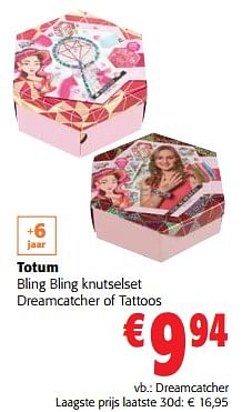 Promoties Totum bling bling knutselset dreamcatcher - Totum - Geldig van 31/01/2024 tot 13/02/2024 bij Colruyt