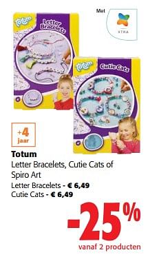 Promoties Totum letter bracelets, cutie cats of spiro art - Totum - Geldig van 31/01/2024 tot 13/02/2024 bij Colruyt