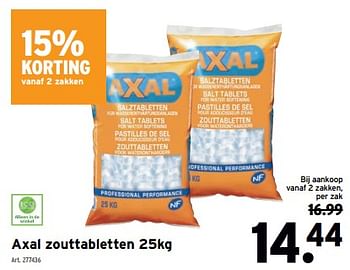 Promoties Axal zouttabletten - Axal - Geldig van 31/01/2024 tot 13/02/2024 bij Gamma