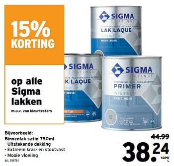 Promoties Binnenlak satin - Sigma - Geldig van 31/01/2024 tot 13/02/2024 bij Gamma